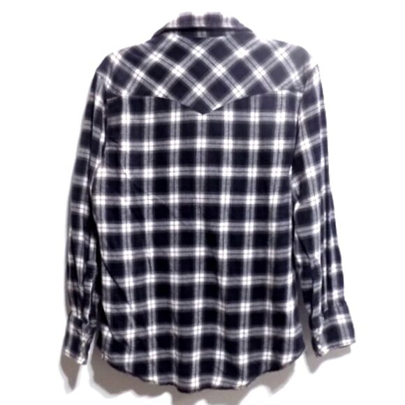 Wrangler Men’s Western Black White Plaid Pearl Snap Flannel - Size: Medium - Picture 2 of 10
